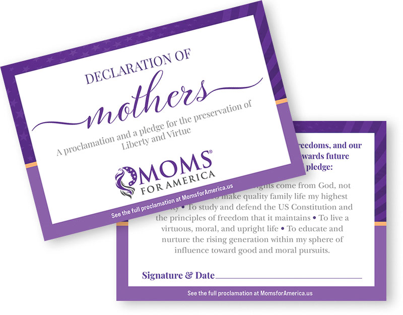 Declaration of Mothers Pledge Card - Moms for America